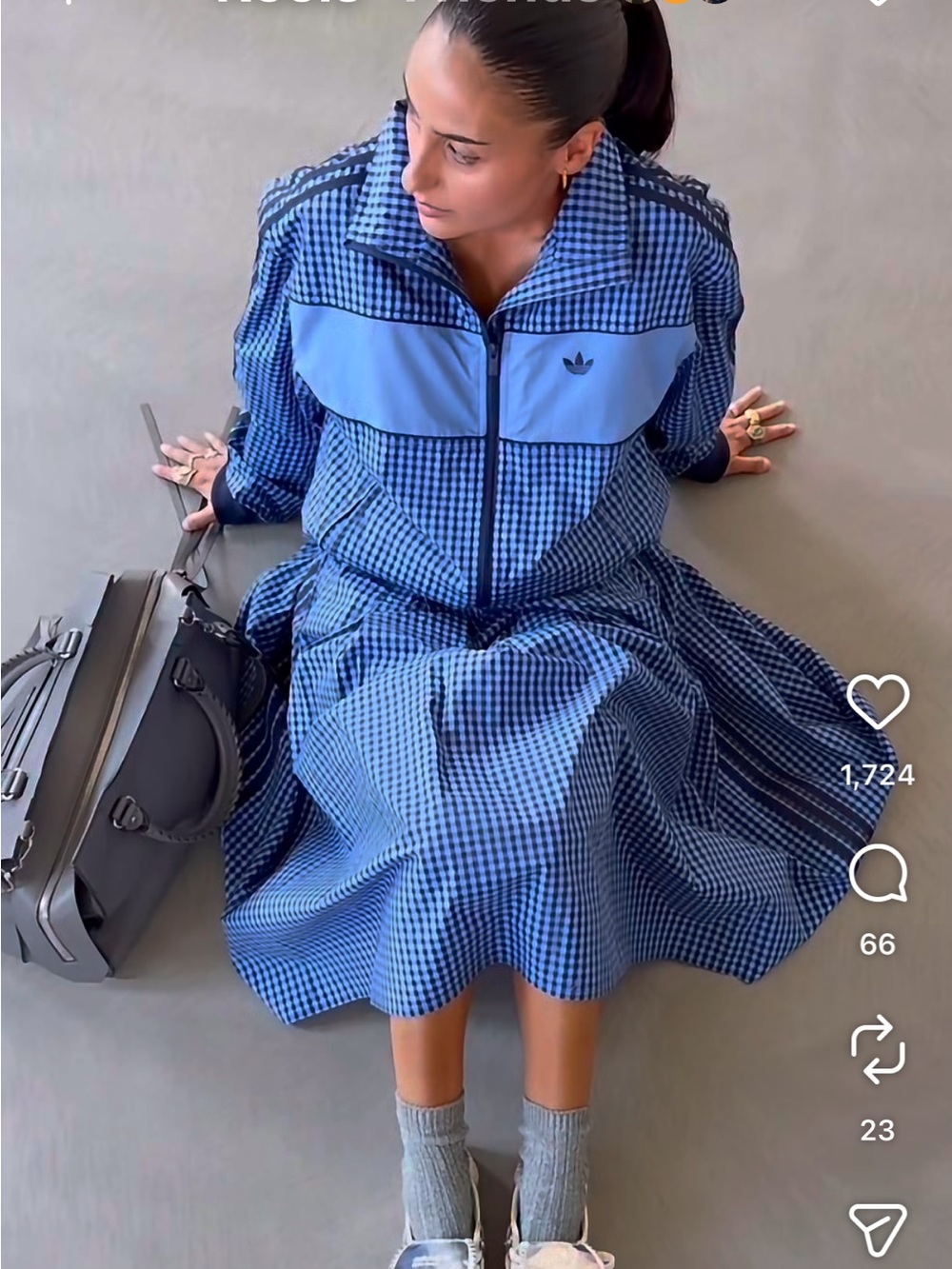 NWTS adidas Originals × ASOS oversized track jacket in blue gingham size XS
